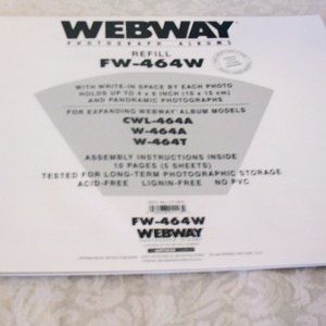 One WEBWAY  Scrapbook Album Refill Pack #FW-464 multiple available